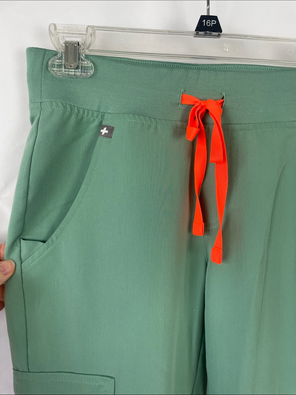 Figs Sage Green Scrub Set/Jogger Pants with Bright Orange Drawstring - Size XXS - Picture 8 of 14